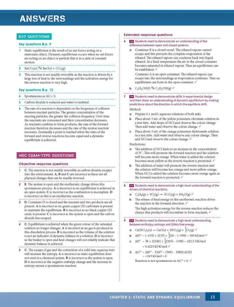 Sample interior page from Excel Year 12 Chemistry Study Guide as shown in the Pascal Press product gallery