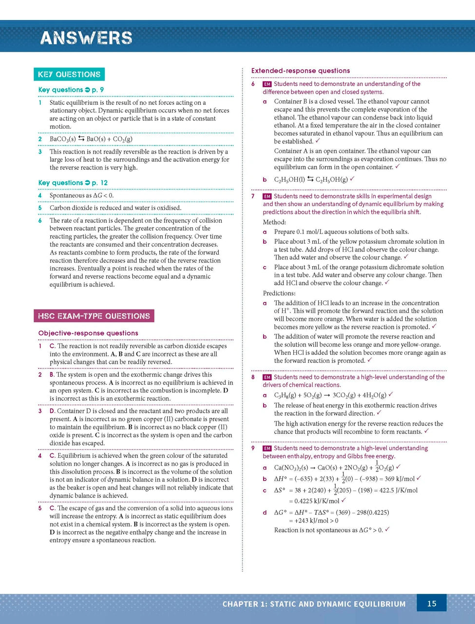 Sample interior page from Excel Year 12 Chemistry Study Guide as shown in the Pascal Press product gallery