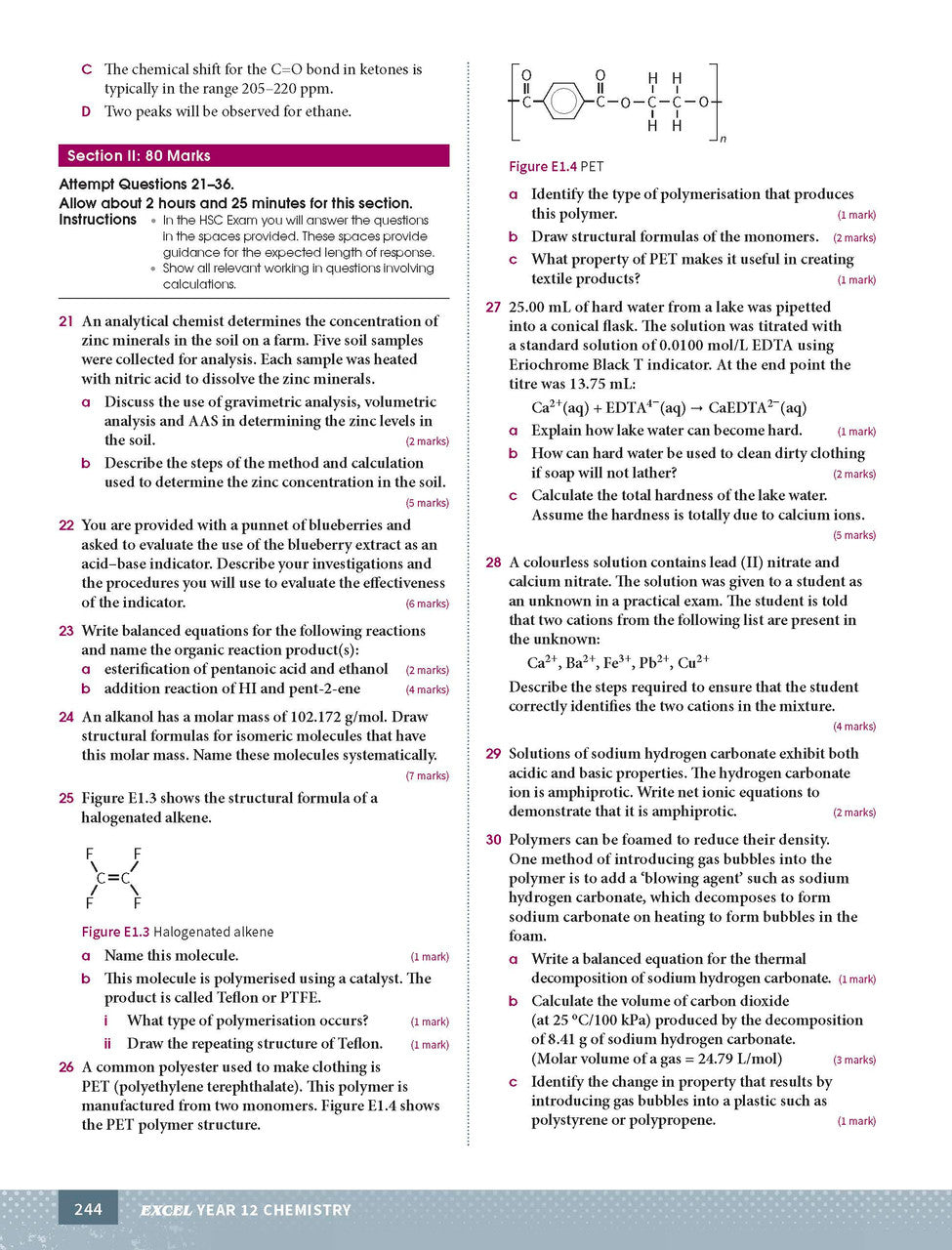 Sample interior page from Excel Year 12 Chemistry Study Guide as shown in the Pascal Press product gallery