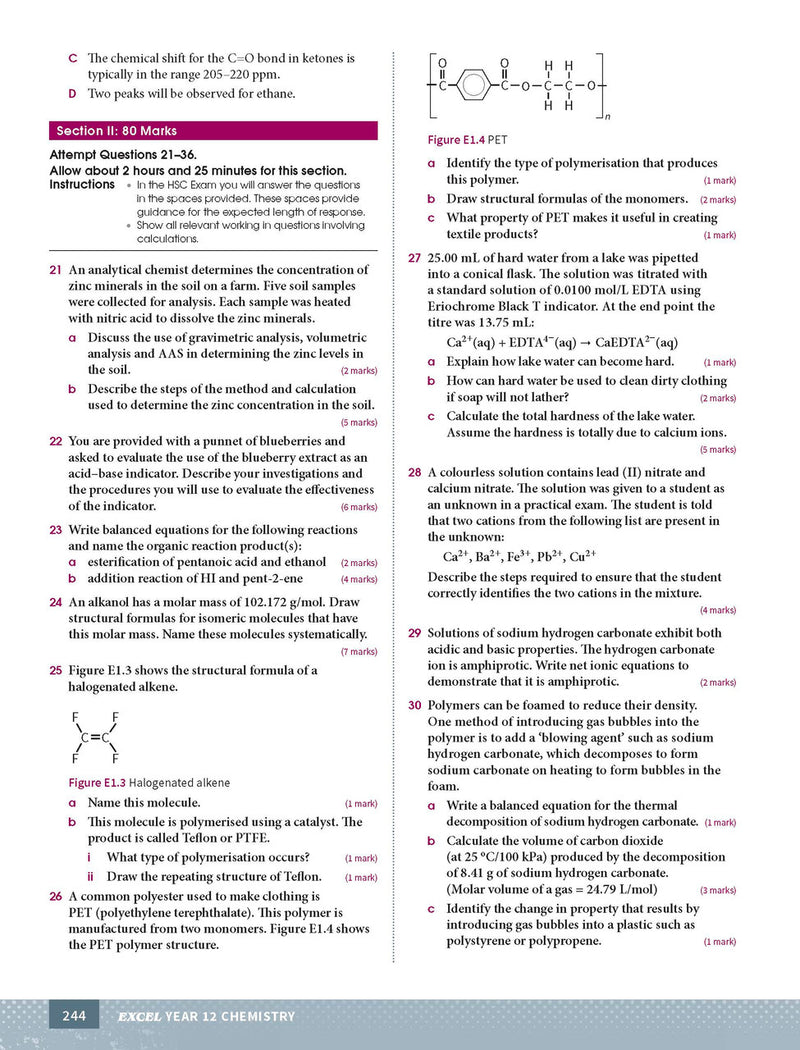 Sample interior page from Excel Year 12 Chemistry Study Guide as shown in the Pascal Press product gallery