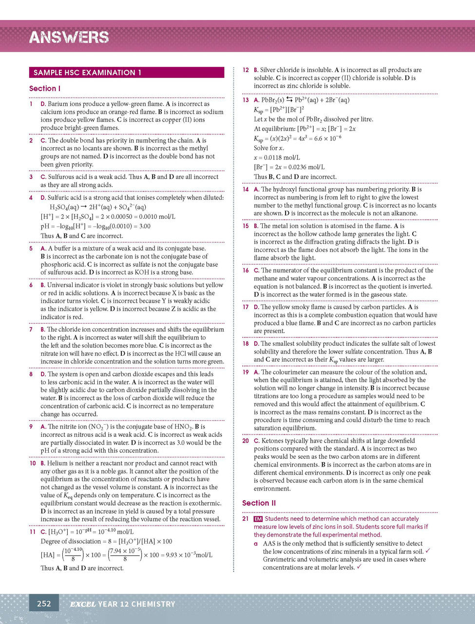 Sample interior page from Excel Year 12 Chemistry Study Guide as shown in the Pascal Press product gallery