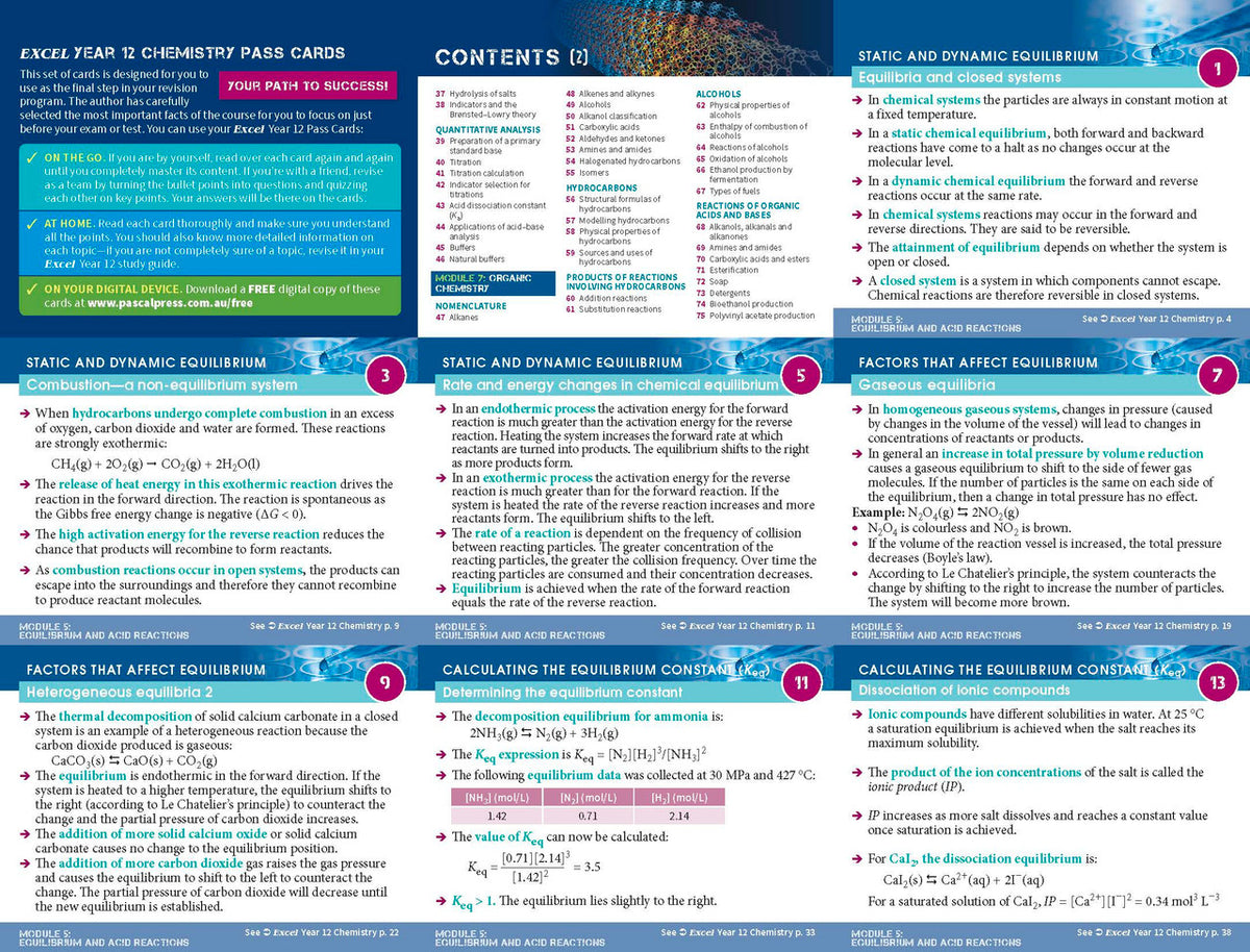 Sample interior page from Excel Year 12 Chemistry Study Guide as shown in the Pascal Press product gallery