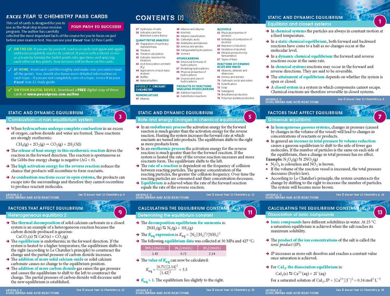 Sample interior page from Excel Year 12 Chemistry Study Guide as shown in the Pascal Press product gallery