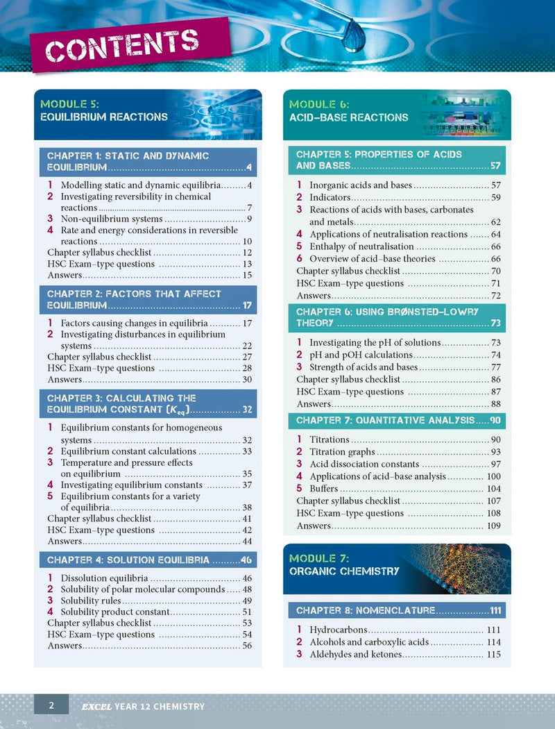 Sample interior page from Excel Year 12 Chemistry Study Guide as shown in the Pascal Press product gallery