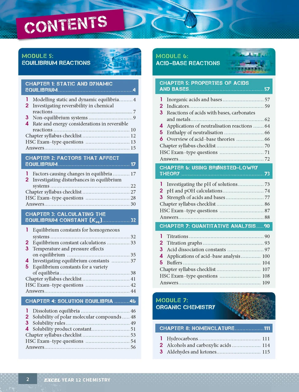 Sample interior page from Excel Year 12 Chemistry Study Guide as shown in the Pascal Press product gallery