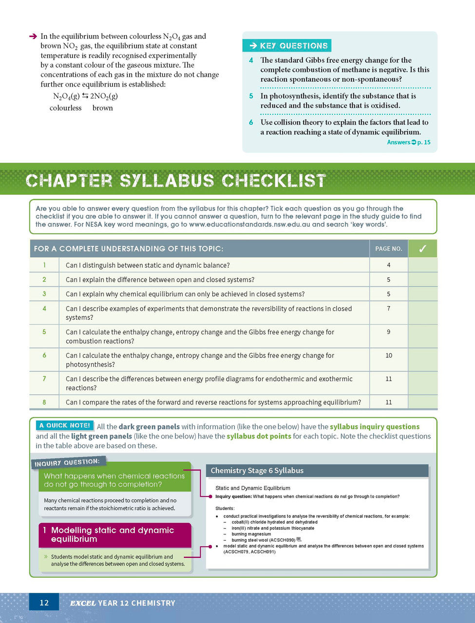Sample interior page from Excel Year 12 Chemistry Study Guide as shown in the Pascal Press product gallery