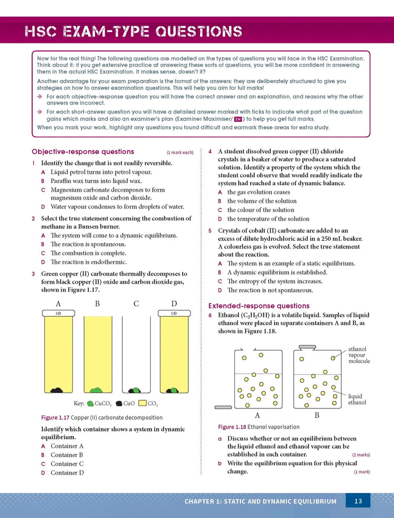 Sample interior page from Excel Year 12 Chemistry Study Guide as shown in the Pascal Press product gallery