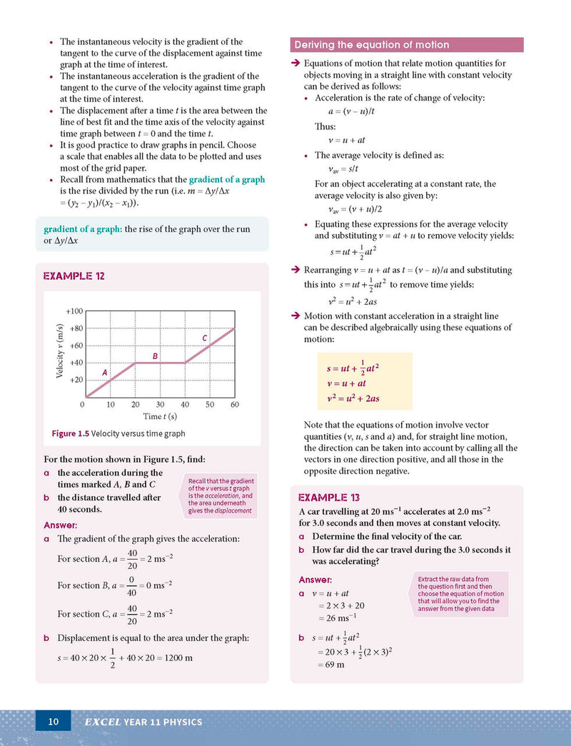 Sample page from the Excel Year 11 Physics Study Guide, as shown in the Pascal Press product gallery