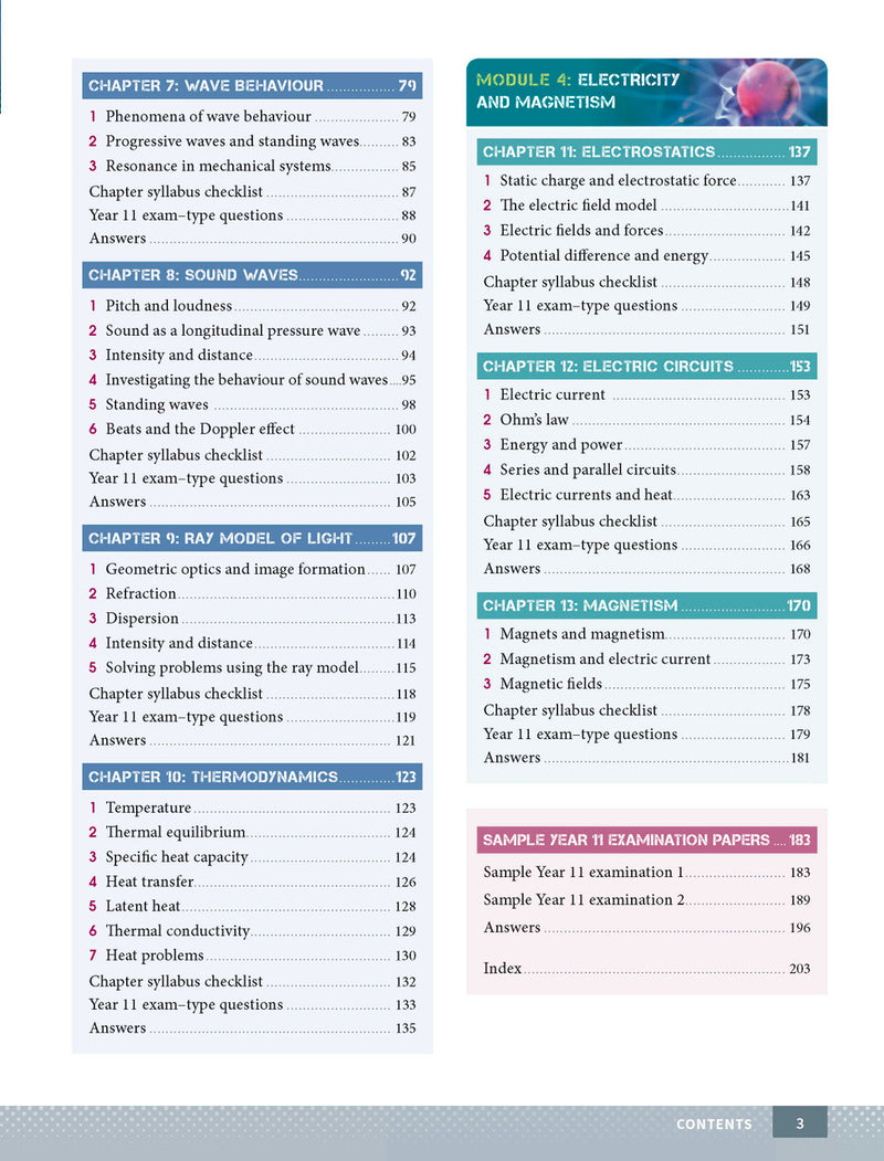Sample page from the Excel Year 11 Physics Study Guide, as shown in the Pascal Press product gallery