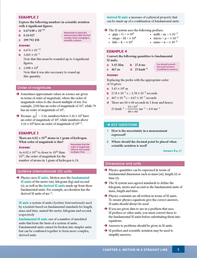 Sample page from the Excel Year 11 Physics Study Guide, as shown in the Pascal Press product gallery