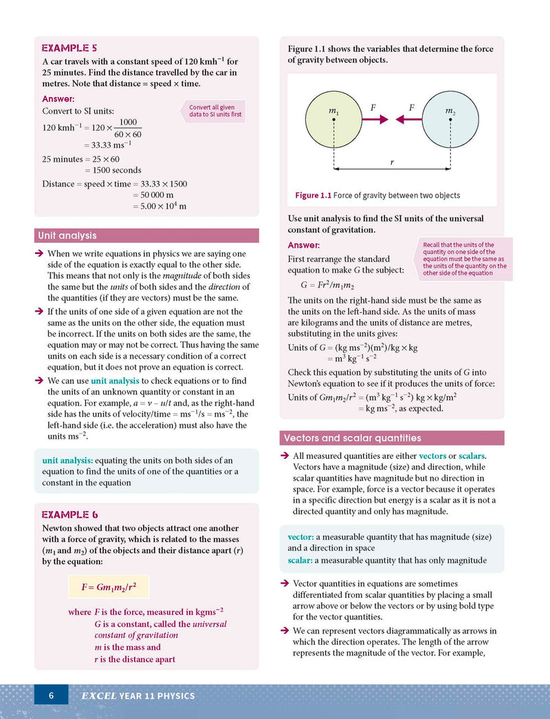Sample page from the Excel Year 11 Physics Study Guide, as shown in the Pascal Press product gallery