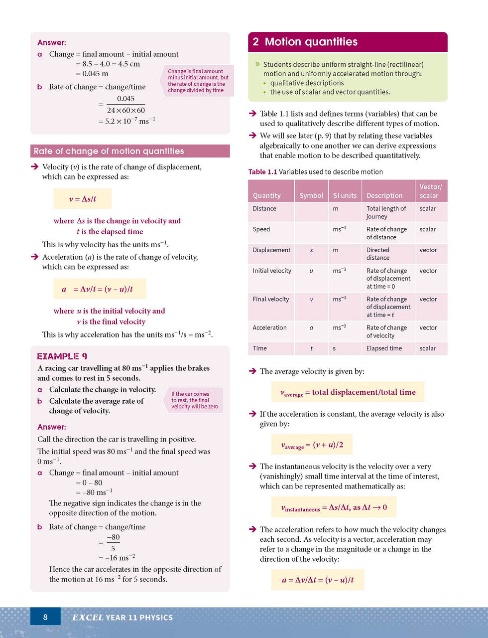 Sample page from the Excel Year 11 Physics Study Guide, as shown in the Pascal Press product gallery