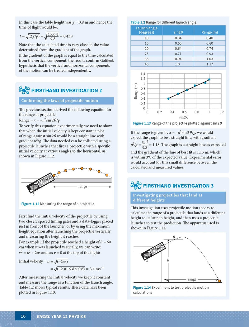 Inside page preview from the Excel Year 12 Physics Study Guide, the ninth sample page in the publisher's gallery