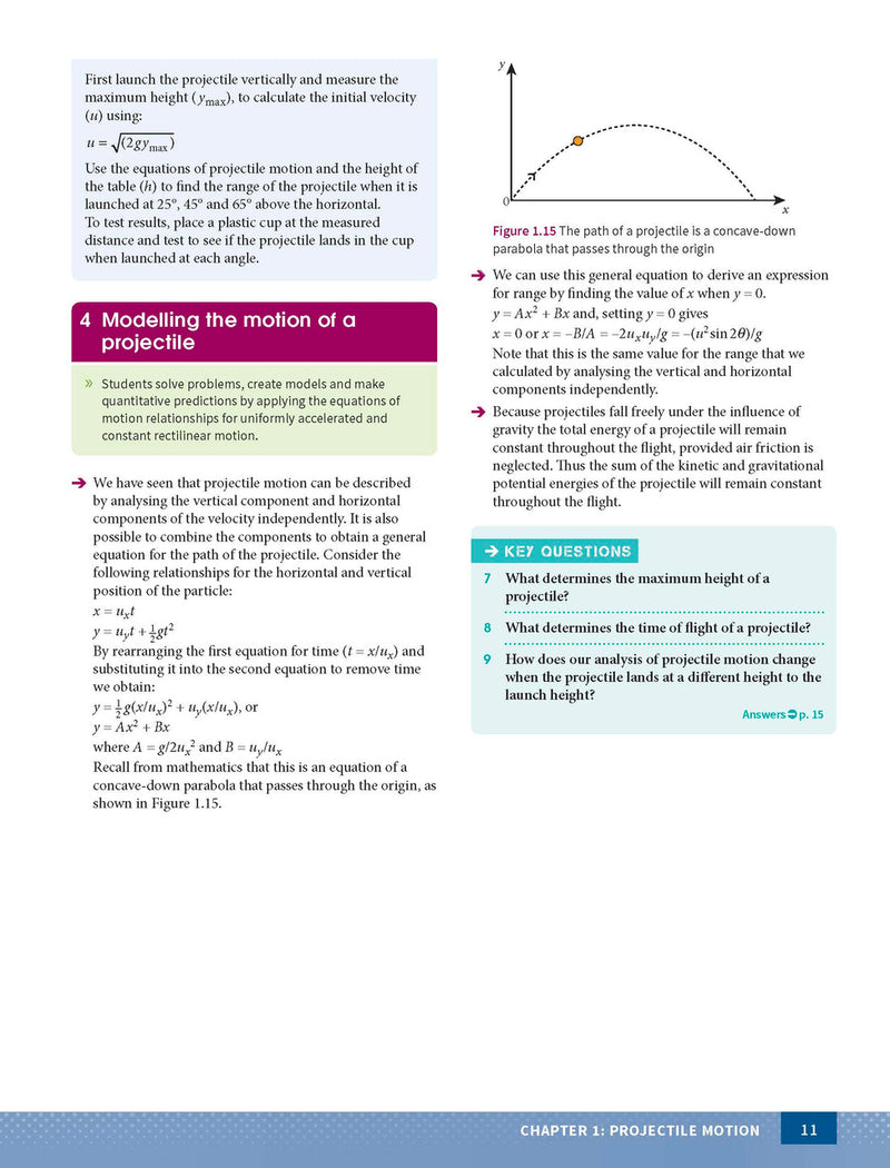 Inside page preview from the Excel Year 12 Physics Study Guide, the tenth sample page in the publisher's gallery