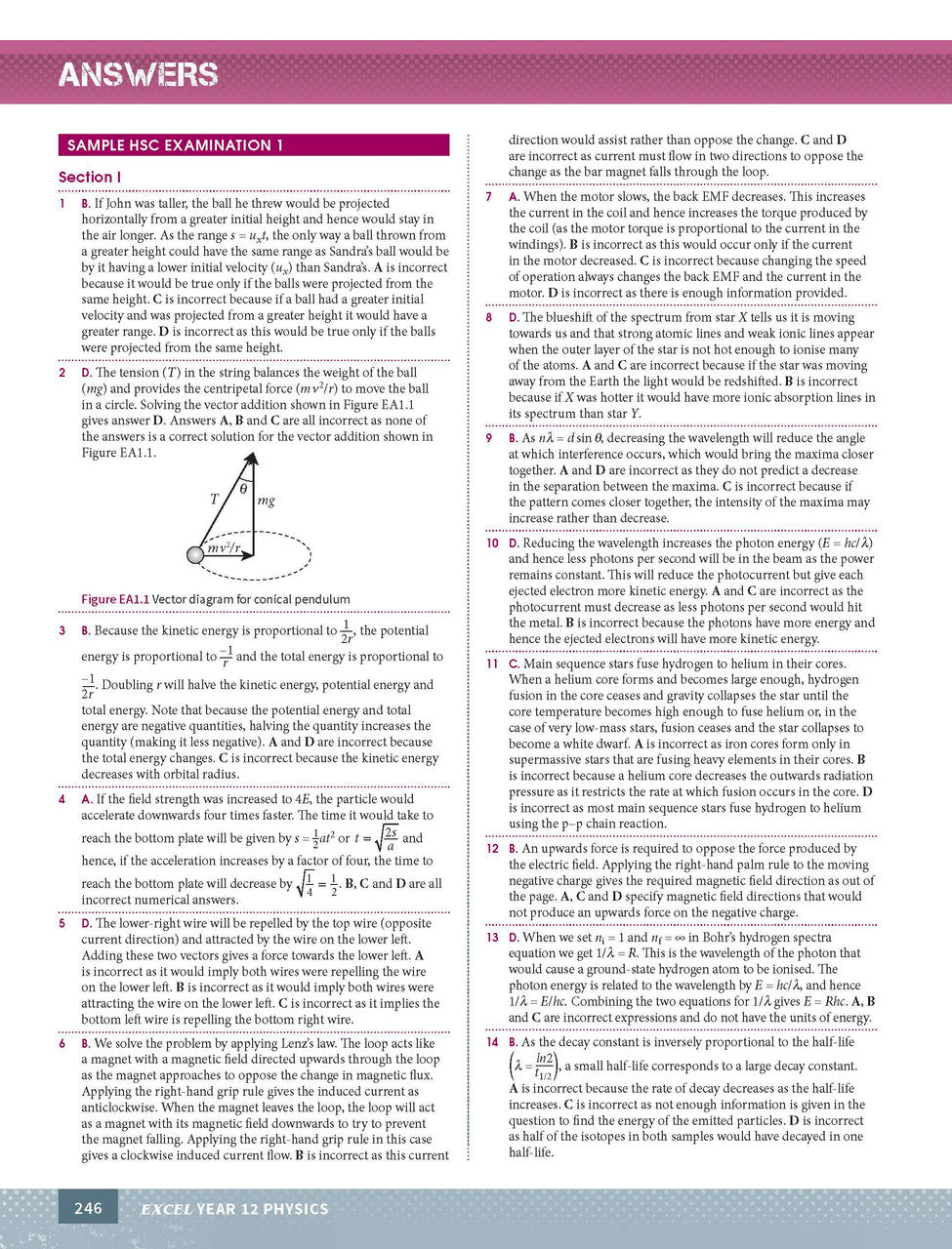 Inside page preview from the Excel Year 12 Physics Study Guide, the seventeenth sample page in the publisher's gallery