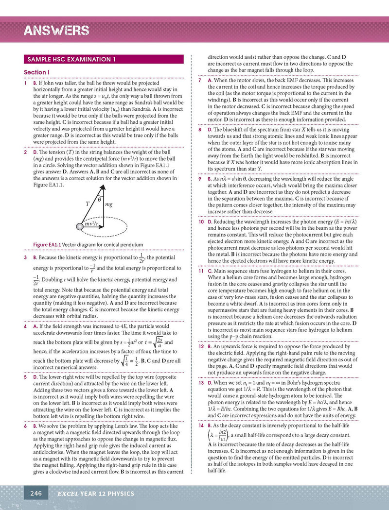 Inside page preview from the Excel Year 12 Physics Study Guide, the seventeenth sample page in the publisher's gallery