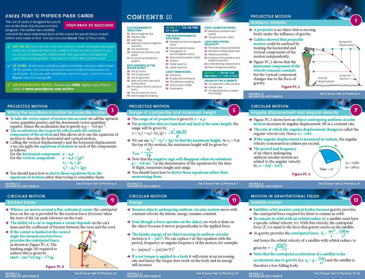 Inside page preview from the Excel Year 12 Physics Study Guide, the nineteenth sample page in the publisher's gallery