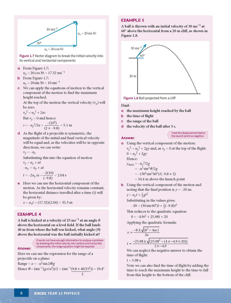 Inside page preview from the Excel Year 12 Physics Study Guide, the seventh sample page in the publisher's gallery