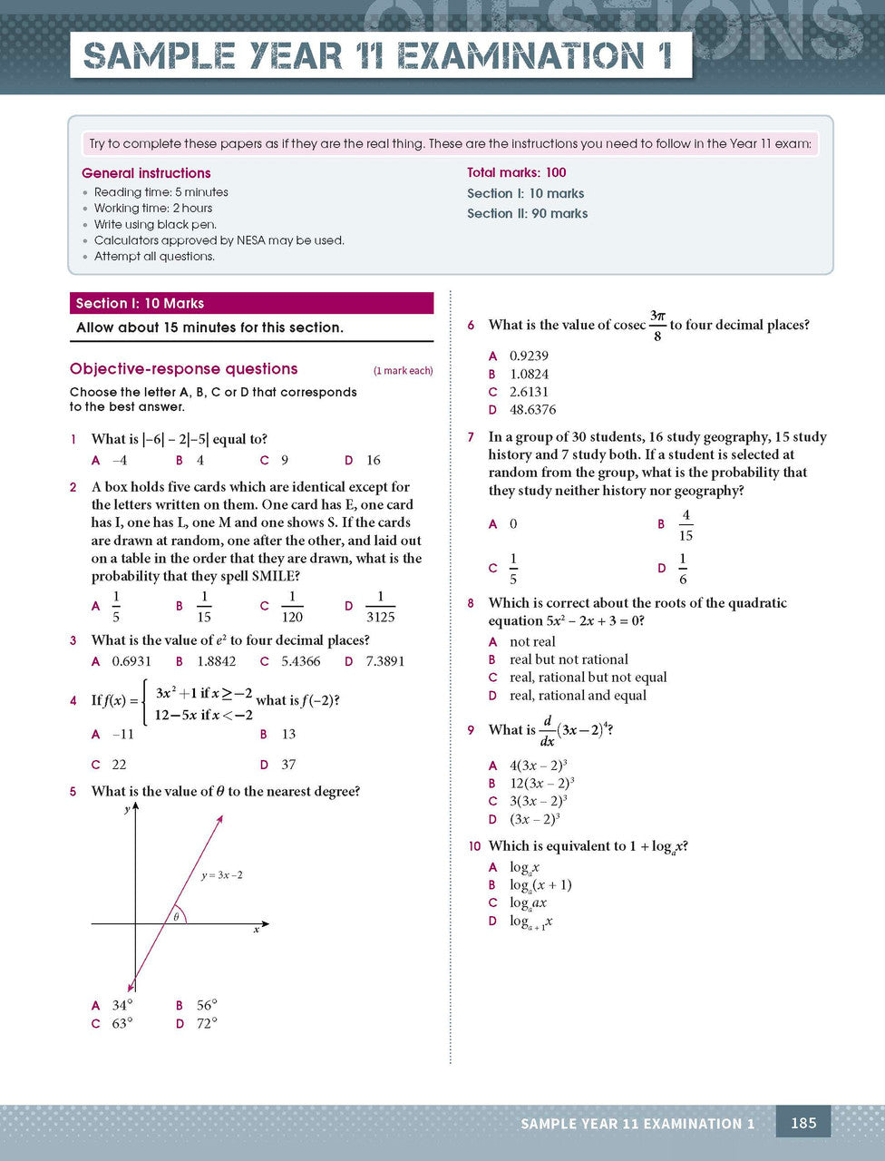 Sample page from the Excel Year 11 Mathematics Advanced Study Guide, as shown in the Pascal Press product gallery
