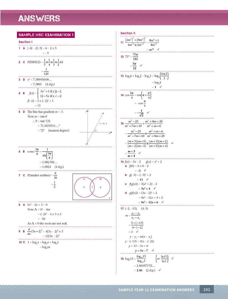 Sample page from the Excel Year 11 Mathematics Advanced Study Guide, as shown in the Pascal Press product gallery