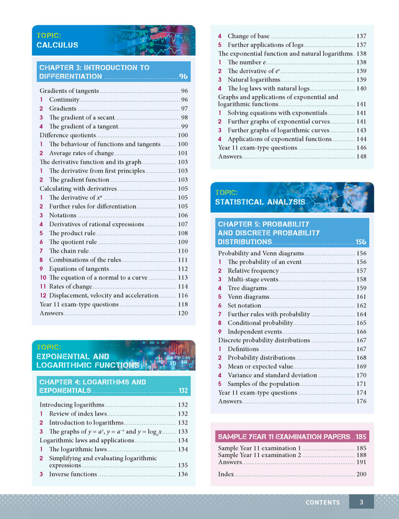 Sample page from the Excel Year 11 Mathematics Advanced Study Guide, as shown in the Pascal Press product gallery