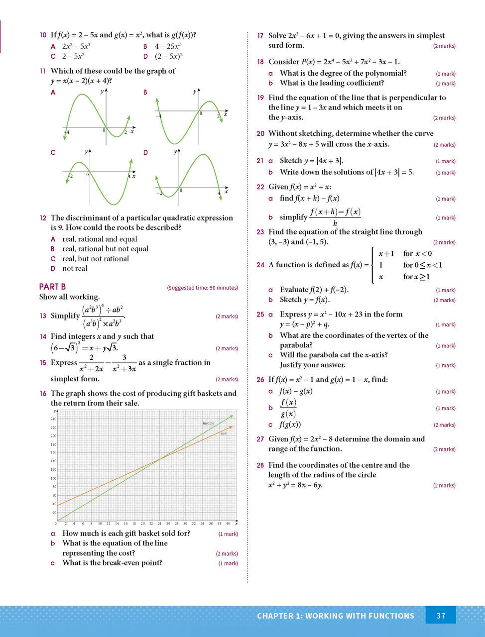 Sample page from the Excel Year 11 Mathematics Advanced Study Guide, as shown in the Pascal Press product gallery