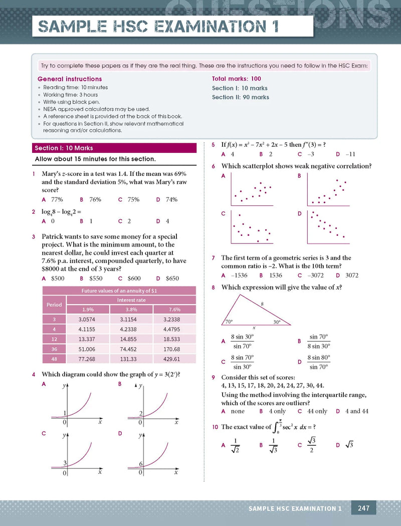 Sample interior page from Excel Year 12 Mathematics Advanced as shown in the Pascal Press product gallery
