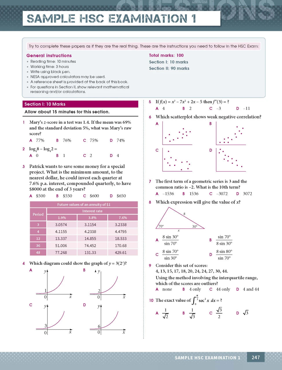 Sample interior page from Excel Year 12 Mathematics Advanced as shown in the Pascal Press product gallery