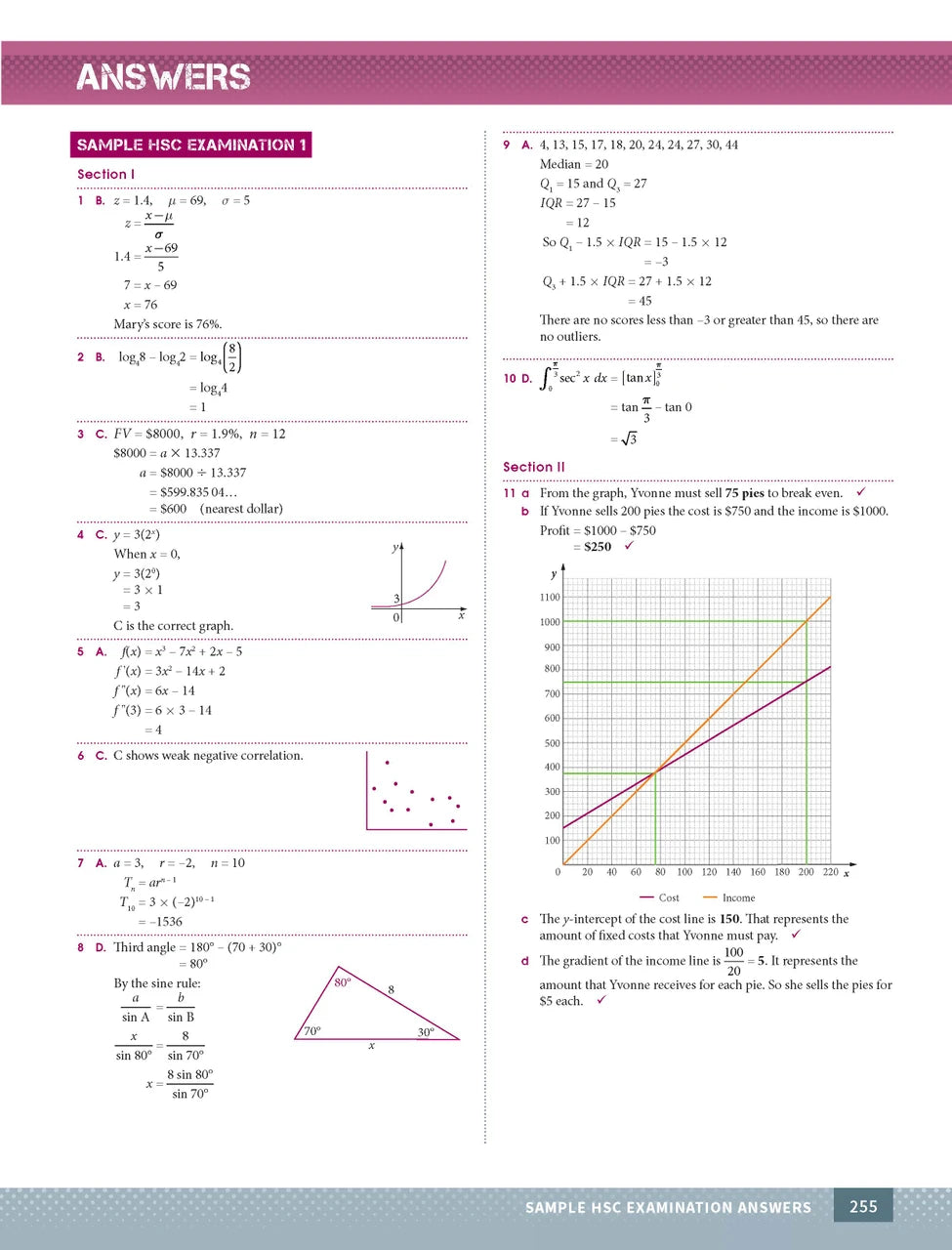 Sample interior page from Excel Year 12 Mathematics Advanced as shown in the Pascal Press product gallery