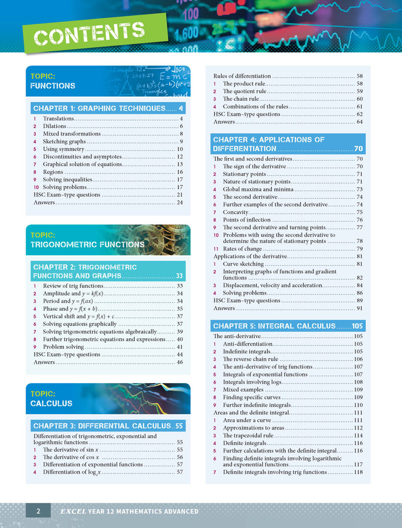 Sample interior page from Excel Year 12 Mathematics Advanced as shown in the Pascal Press product gallery