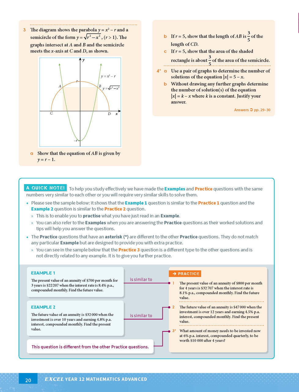 Sample interior page from Excel Year 12 Mathematics Advanced as shown in the Pascal Press product gallery