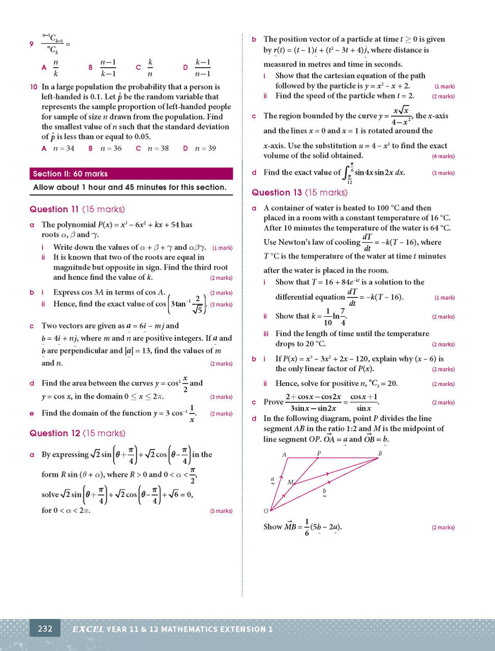 Sample interior page from Excel Year 11 and 12 Mathematics Extension 1 as shown in the Pascal Press product gallery