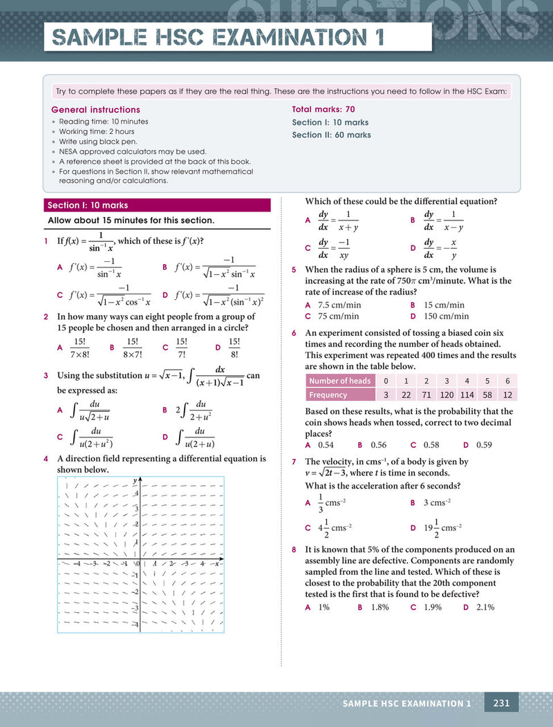 Sample interior page from Excel Year 11 and 12 Mathematics Extension 1 as shown in the Pascal Press product gallery