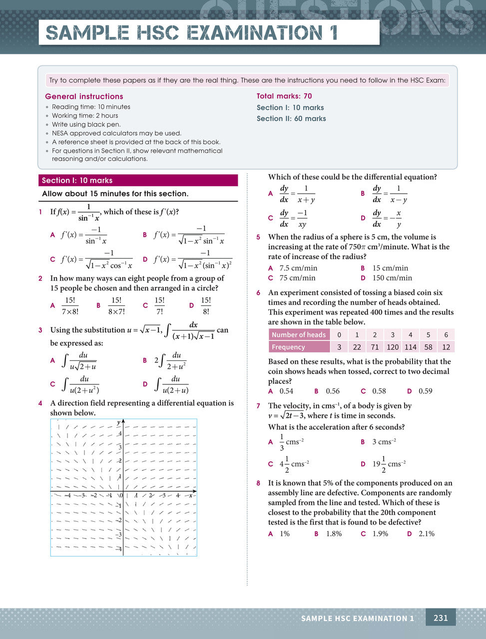 Sample interior page from Excel Year 11 and 12 Mathematics Extension 1 as shown in the Pascal Press product gallery