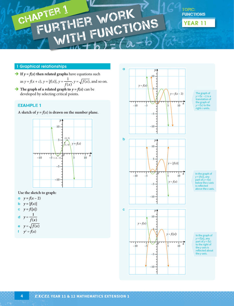 Sample interior page from Excel Year 11 and 12 Mathematics Extension 1 as shown in the Pascal Press product gallery