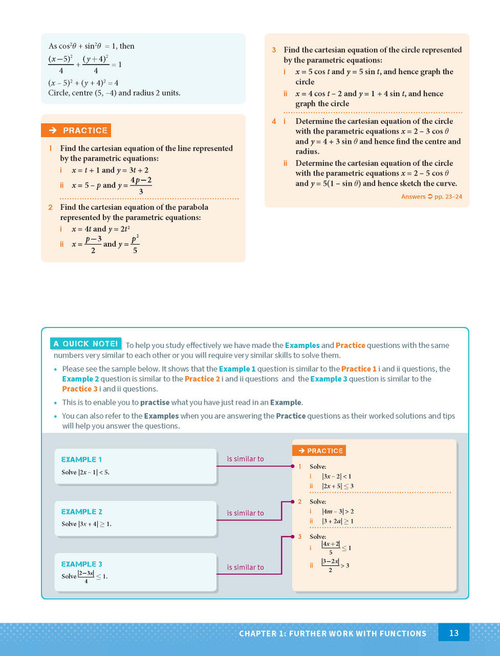 Sample interior page from Excel Year 11 and 12 Mathematics Extension 1 as shown in the Pascal Press product gallery