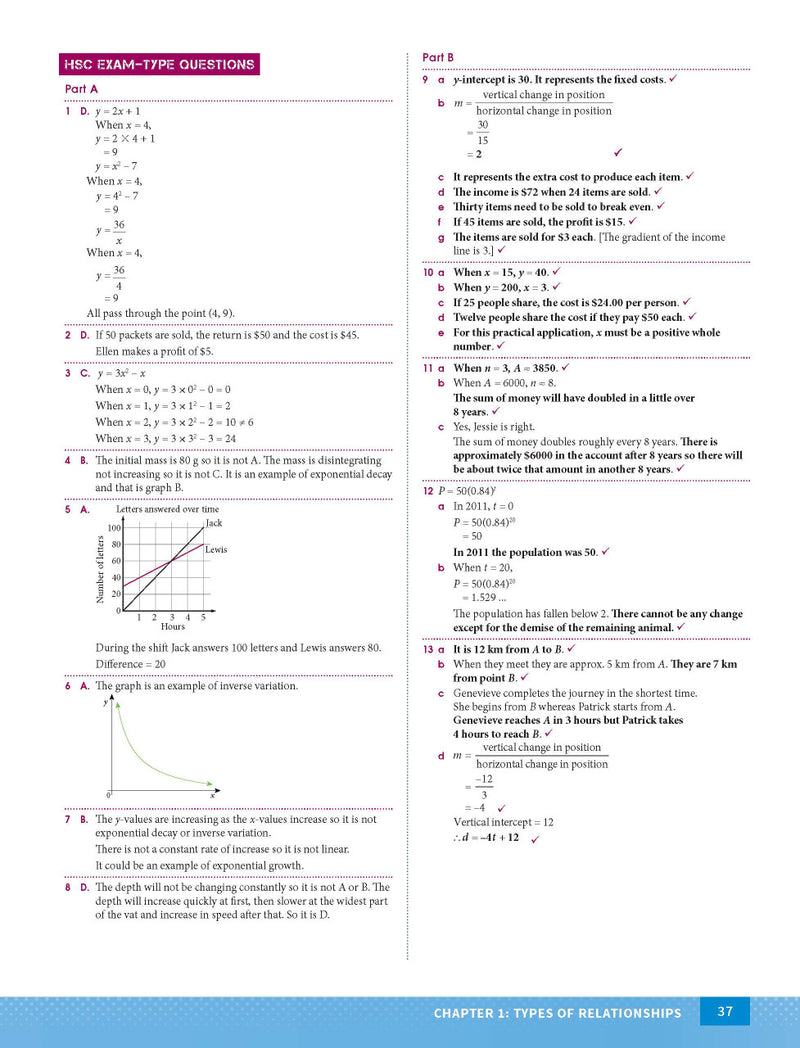 Sample interior page from Excel Year 12 Mathematics Standard 1 Study Guide as shown in the Pascal Press product gallery