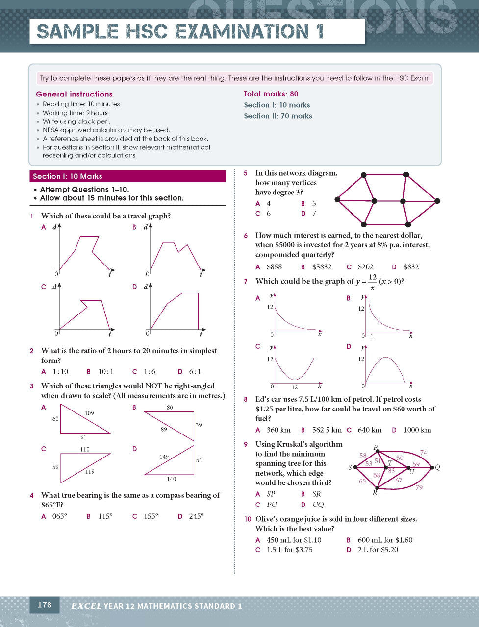 Sample interior page from Excel Year 12 Mathematics Standard 1 Study Guide as shown in the Pascal Press product gallery