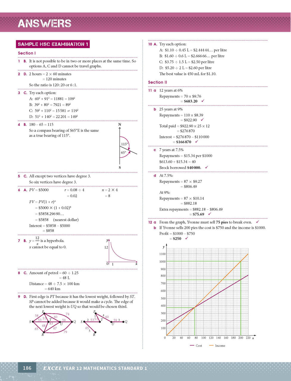 Sample interior page from Excel Year 12 Mathematics Standard 1 Study Guide as shown in the Pascal Press product gallery