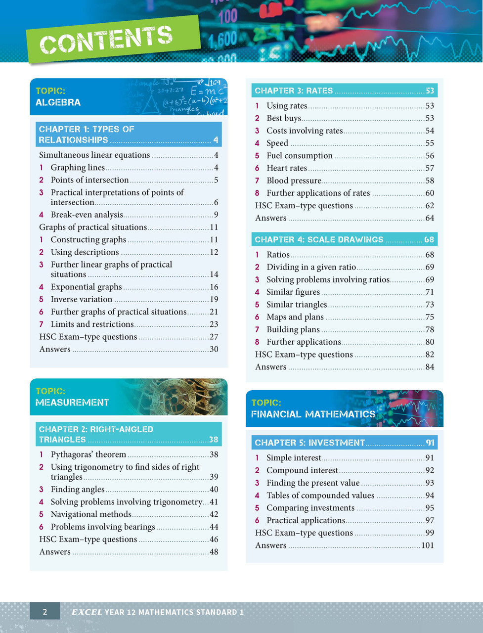 Sample interior page from Excel Year 12 Mathematics Standard 1 Study Guide as shown in the Pascal Press product gallery