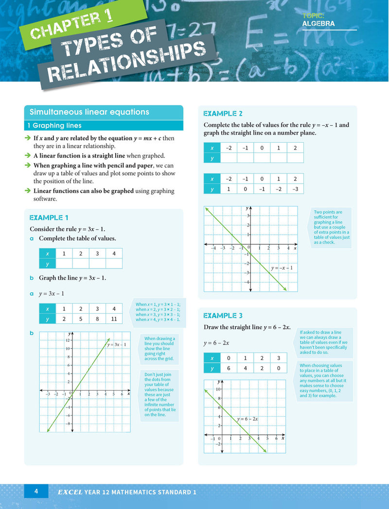 Sample interior page from Excel Year 12 Mathematics Standard 1 Study Guide as shown in the Pascal Press product gallery