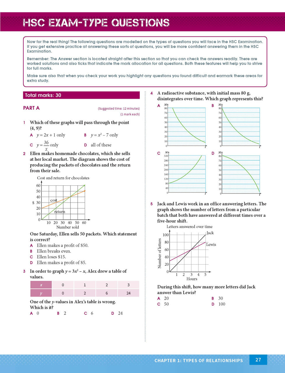 Sample interior page from Excel Year 12 Mathematics Standard 1 Study Guide as shown in the Pascal Press product gallery