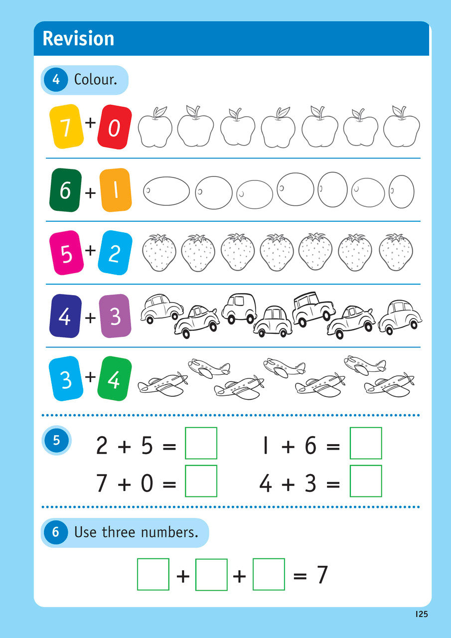 Sample inside page from the NSW Targeting Maths Kindergarten 2023 Curriculum Edition workbook, taken from the publisher product gallery