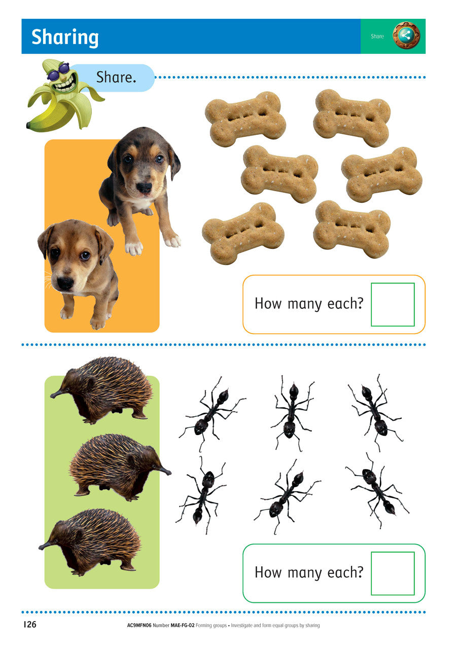 Sample inside page from the NSW Targeting Maths Kindergarten 2023 Curriculum Edition workbook, taken from the publisher product gallery