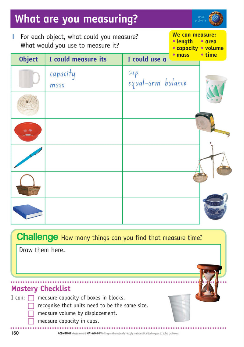 Sample inside page from the NSW Targeting Maths Year 2 2023 Curriculum Edition workbook, taken from the publisher product gallery
