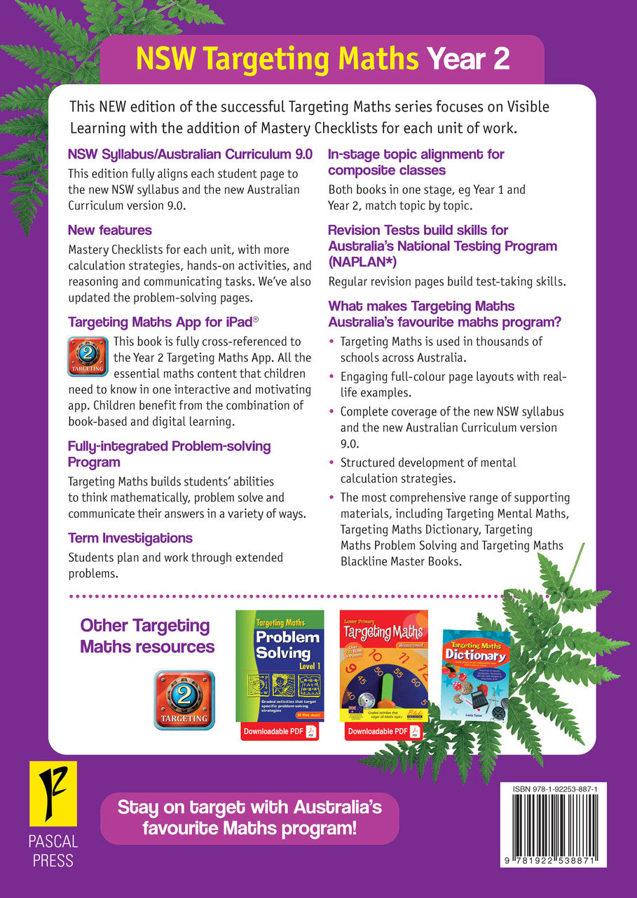 Sample inside page from the NSW Targeting Maths Year 2 2023 Curriculum Edition workbook, taken from the publisher product gallery