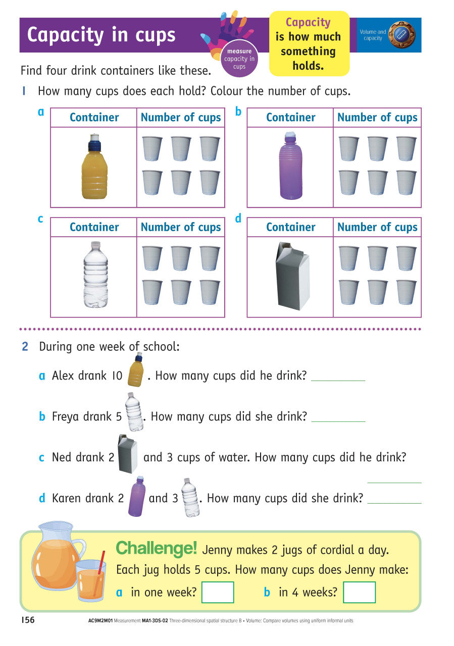 Sample inside page from the NSW Targeting Maths Year 2 2023 Curriculum Edition workbook, taken from the publisher product gallery
