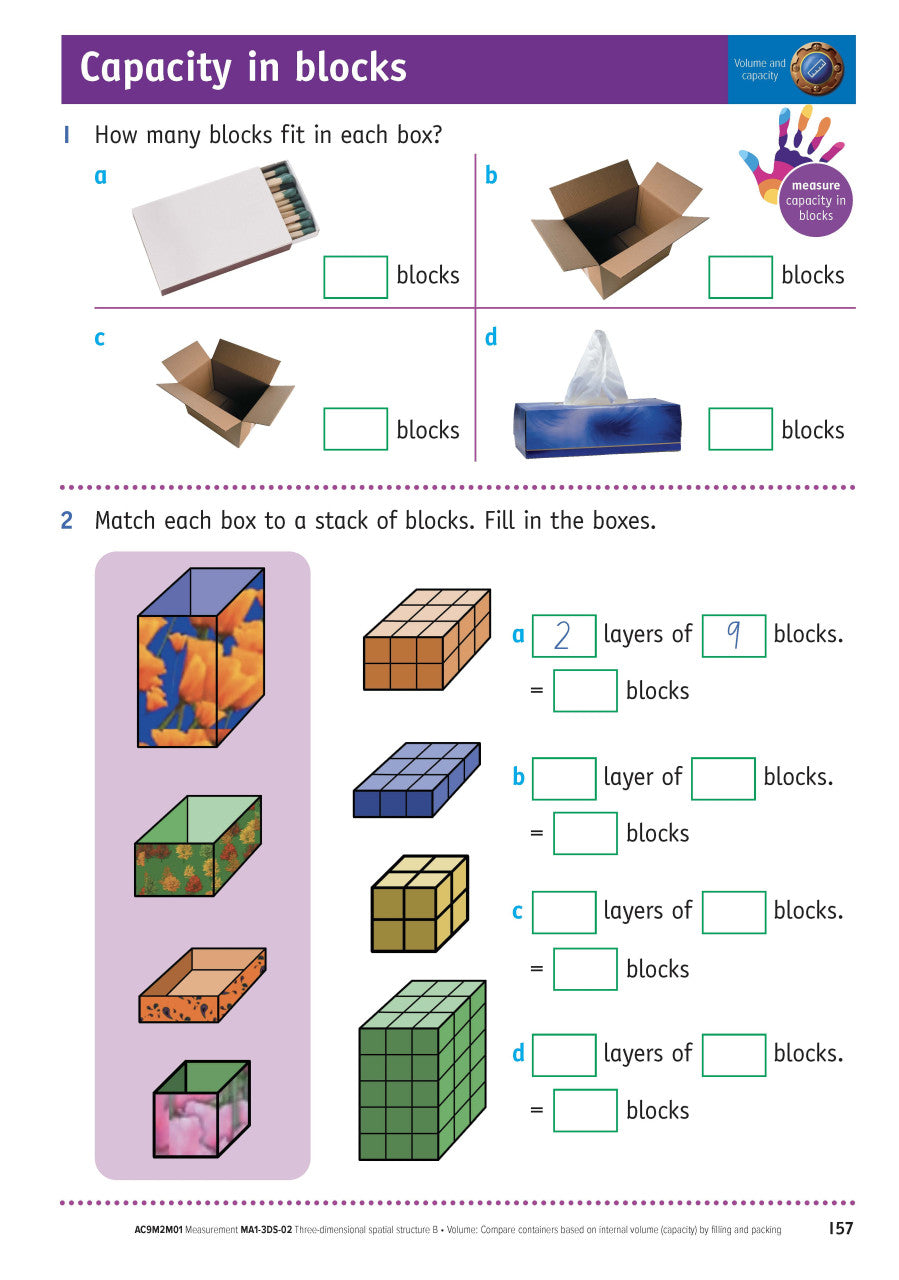 Sample inside page from the NSW Targeting Maths Year 2 2023 Curriculum Edition workbook, taken from the publisher product gallery