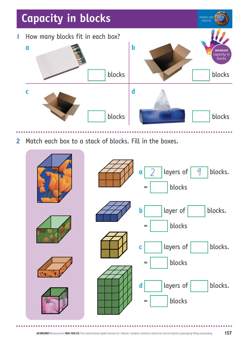 Sample inside page from the NSW Targeting Maths Year 2 2023 Curriculum Edition workbook, taken from the publisher product gallery