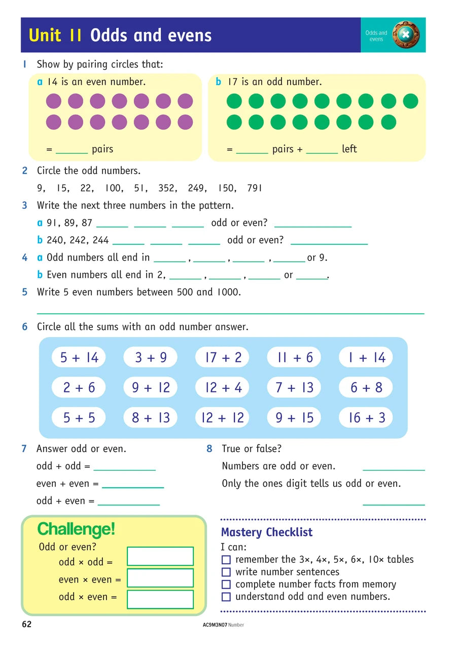 Sample inside page from the NSW Targeting Maths Year 3 2023 Curriculum Edition workbook, taken from the publisher product gallery